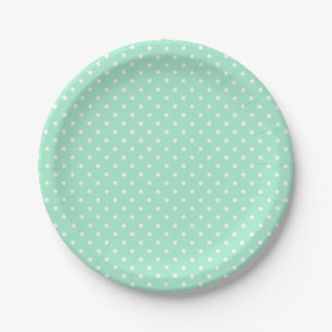 Magic Mint en White Polka Dot Pattern Papieren Bordje