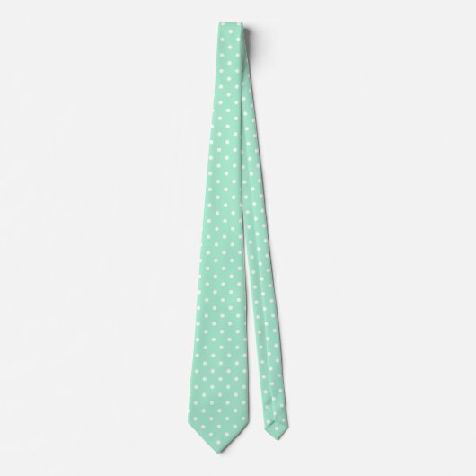 Magic Mint en White Polka Dot Pattern Stropdas (Voorkant)