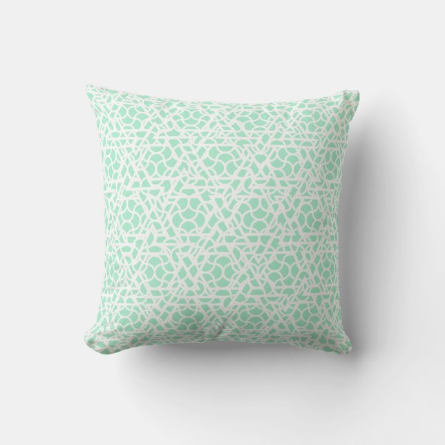Magic Mint Green en White Ziggy Pattern Kussen (Voorkant)
