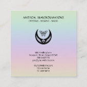 *~* Magic Moon Feathers Moth Boho Universe Rainbow Vierkante Visitekaartje (Achterkant)