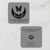 Magic Moon Feathers Moth Boho Universe Vierkante Visitekaartje (Voorkant / Achterkant)