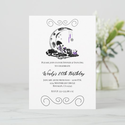 Magic Mushroom Crystal Moon Garden Verjaardagsfees Kaart (Staand voorkant)