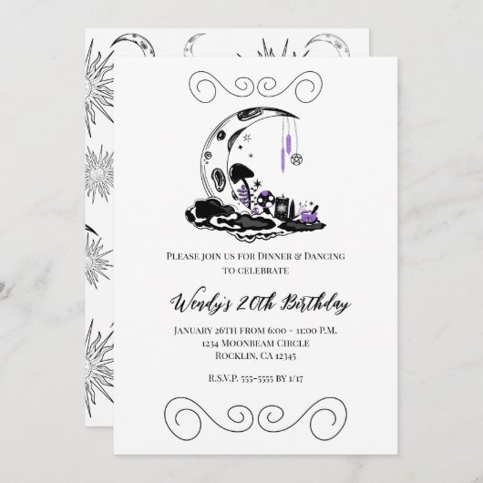 Magic Mushroom Crystal Moon Garden Verjaardagsfees Kaart (Voorkant / Achterkant)