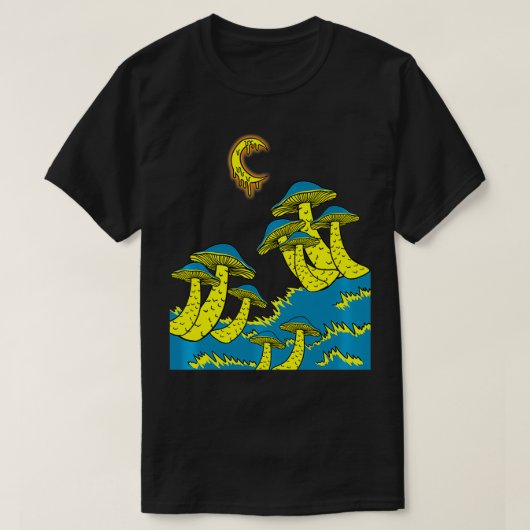 Magic Mushroom Moon Psychedelic Trippy EDM Galay G T-shirt (Design voorkant)