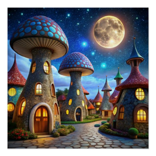 Magic Mushroom World: 4K ultra-realistisch modern Perfect Poster (Voorkant)