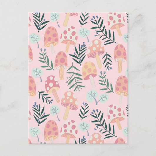 Magic Mushrooms Forest Pattern Briefkaart (Voorkant)