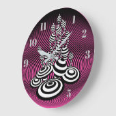 Magic Mushrooms roze optisch ontwerp Wall Clock. Grote Klok (Hoek)