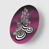 Magic Mushrooms roze optisch ontwerp Wall Clock. Ronde Klok (Hoek)