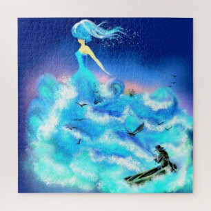 Magic Ocean Woman Jigzaag Puzzle Blue Fantasy Legpuzzel