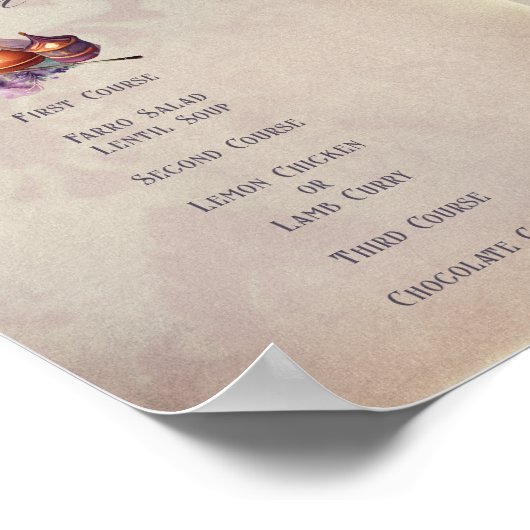 Magic Owl Baby shower Menu Poster (Hoek)