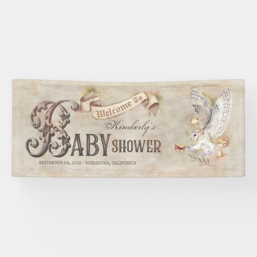 Magic Owl Baby shower Welcome Banner (Horizontaal)