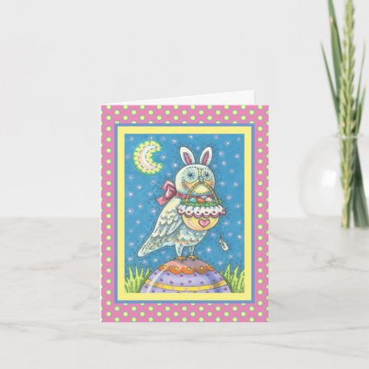 MAGIC OWL & EASTER BASKET GREETTE NOTE KAART Verse (Voorkant)