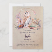 Magic Owl Girl Wizard Anniversaire Invitation (Devant)