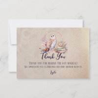 Magic Owl Girl Wizard Baby shower Bedankt