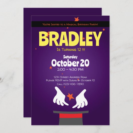 Magic Party Magic Show Invitation (Devant / Derrière)