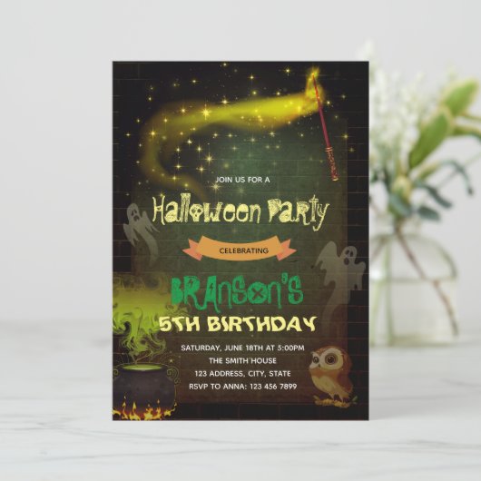 Magic Party verjaardagsuitnodiging Kaart (Staand voorkant)