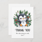 Magic Penguin Baby shower Bedankkaart (Voorkant / Achterkant)