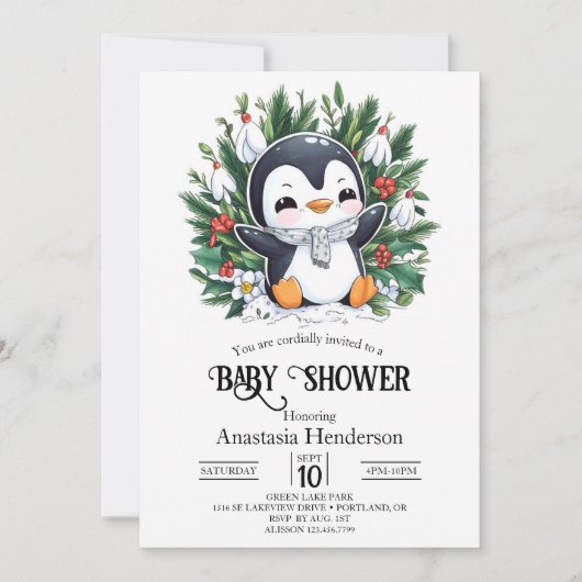 Magic  Penguin Baby shower Kaart (Voorkant)