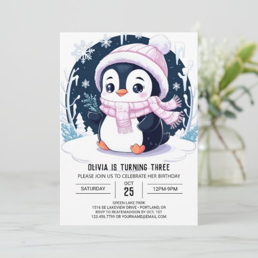 Magic Penguin Digitale Verjaardag Kaart (Staand voorkant)