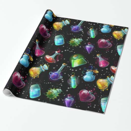 Magic Potions Pattern Cadeaupapier (Uitgerold)