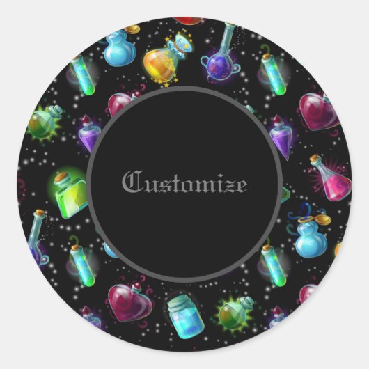Magic Potions Pattern Ronde Sticker (Voorkant)