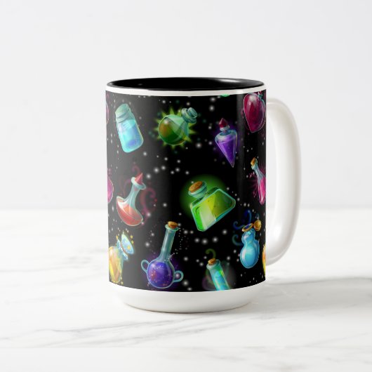 Magic Potions Pattern Tweekleurige Koffiemok (Voorkant rechts)
