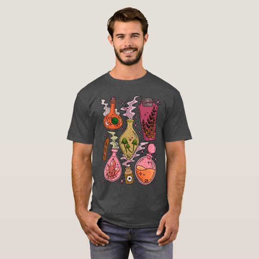 Magic Potions Witchy Vibes Pink Orange friend T-shirt (Voorkant volledig)