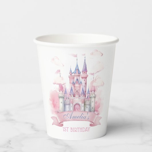 Magic Princess Castle Verjaardag papieren bekers (Achterkant)