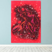 Magic Red Bull Running Canvas Print - Schilderen (Insitu (Houten vloer))