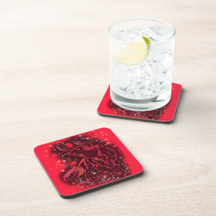 Magic Red Neon Bull onderweg - verbluffende Sterre Bier Onderzetter