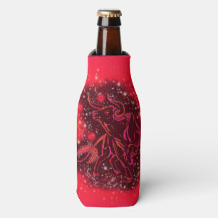 Magic Red Neon Bull op Sterrennacht Flesjeskoeler