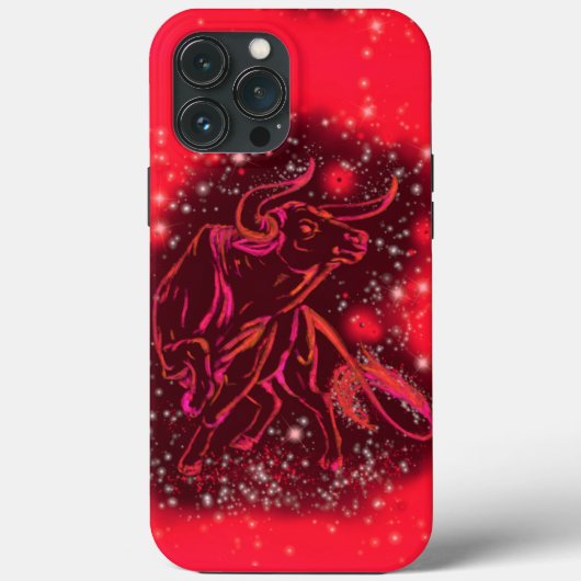 Magic Red Neon Bull Running Verbazingwekkende Ster Case-Mate iPhone Case (Achterkant)
