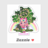 Magic regenboog meisje sprookje pixie stof sticker (Vel)