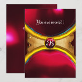 MAGIC RINGS, MONOGRAM parchment gem red burgundy Kaart (Voorkant / Achterkant)