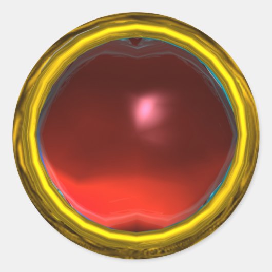 MAGIC RUBY, helder levendig rood geel Ronde Sticker (Voorkant)