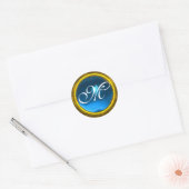 MAGIC SAPPHIRE MONOGRAM helder, geel blauw Ronde Sticker (Envelop)