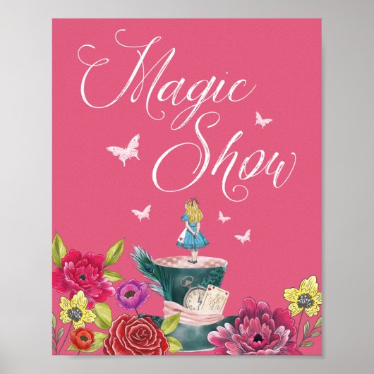 Magic Show Alice in Wonderland Levendige bloemen Poster (Voorkant)