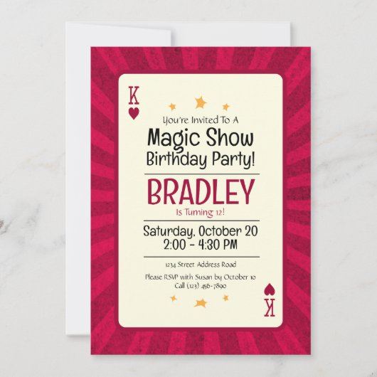 Magic Show Anniversaire Invitation Carte de démarr (Devant)