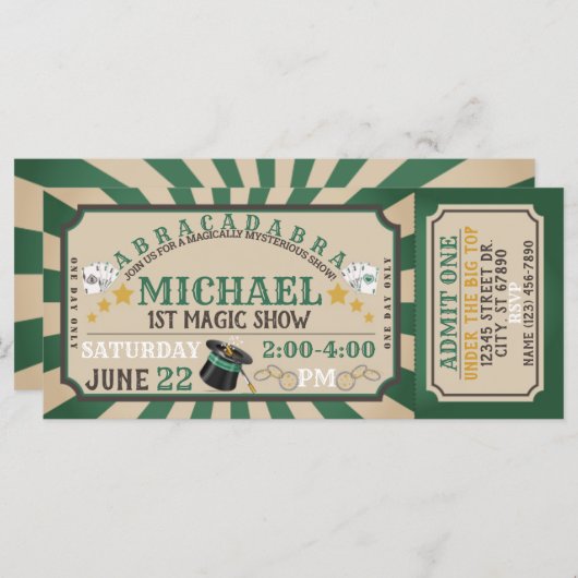 Magic Show Billets Anniversaire Invitation (Devant / Derrière)