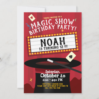Magic Show Birthday Party Invitation Marquee & Pet Kaart