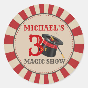 Magic Show Circus Verjaardagsfeestje Sticker Label
