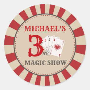 Magic Show Circus Verjaardagsfeestje Sticker Label