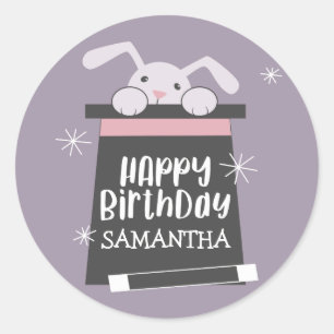 Magic Show Girls Birthday Party Favor Tag Sticker