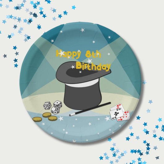 Magic Show Happy 8th Verjaardag Kinder Feest Papieren Bordje