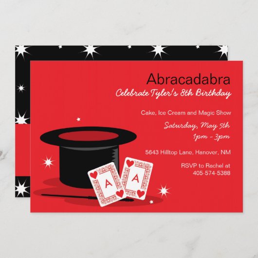 Magic Show Invitations d'anniversaire (Devant / Derrière)