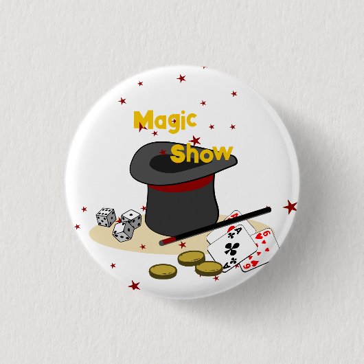 Magic Show Kids Verjaardagsfeest Ronde Button 3,2 Cm (Voorkant)