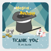 Magic Show Verjaardag Dank u van naam Vierkante Sticker (Voorkant)