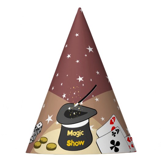 Magic Show Verjaardagsfeestje Rood Kinder Feesthoedjes (Voorkant)