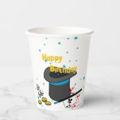 Magic Show Zwart Wit Blauw Verjaardagsfeest Papieren Bekers (Voorkant)