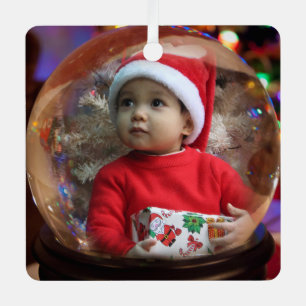 Magic Snowglobe Illusion Holiday 2 Foto Vignette Metalen Ornament